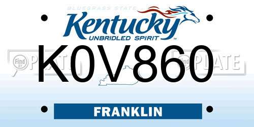 K0V860 Kentucky License Plate