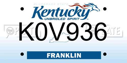 K0V936 Kentucky License Plate