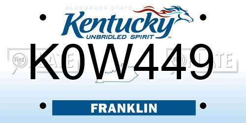 K0W449 Kentucky License Plate