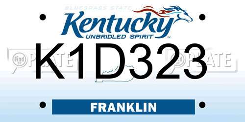 K1D323 Kentucky License Plate