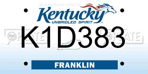 K1D383 Kentucky License Plate