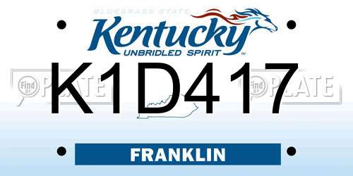 K1D417 Kentucky License Plate