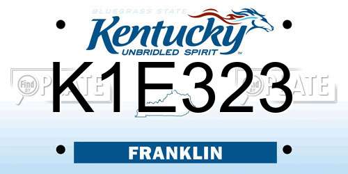 K1E323 Kentucky License Plate
