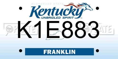 K1E883 Kentucky License Plate