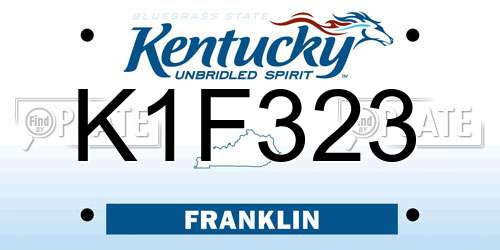K1F323 Kentucky License Plate