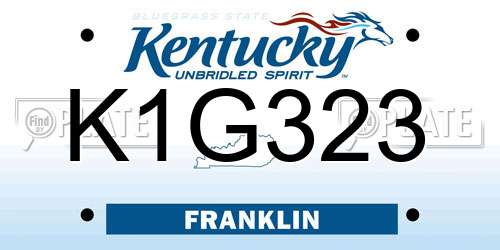 K1G323 Kentucky License Plate