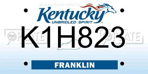 K1H823 Kentucky License Plate