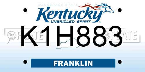 K1H883 Kentucky License Plate