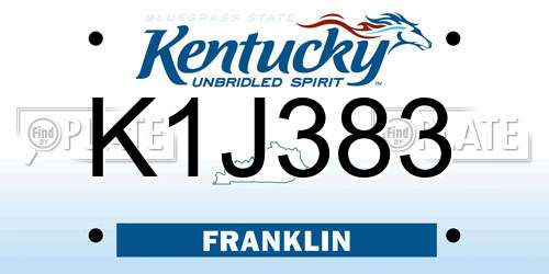 K1J383 Kentucky License Plate