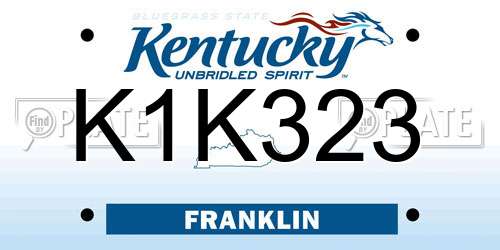 K1K323 Kentucky License Plate
