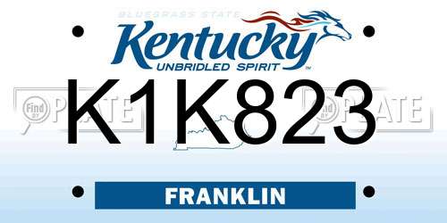 K1K823 Kentucky License Plate