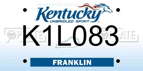 K1L083 Kentucky License Plate