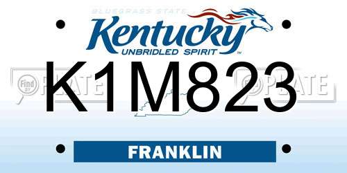 K1M823 Kentucky License Plate
