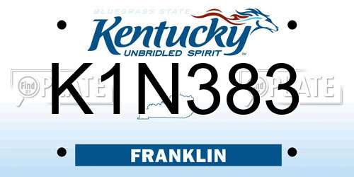 K1N383 Kentucky License Plate