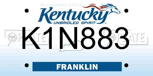 K1N883 Kentucky License Plate