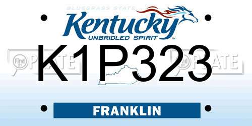 K1P323 Kentucky License Plate