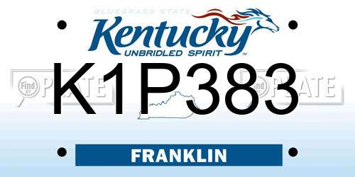 K1P383 Kentucky License Plate