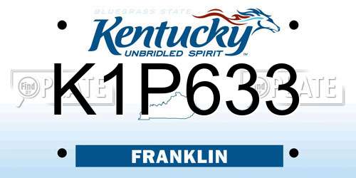 K1P633 Kentucky License Plate