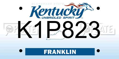 K1P823 Kentucky License Plate