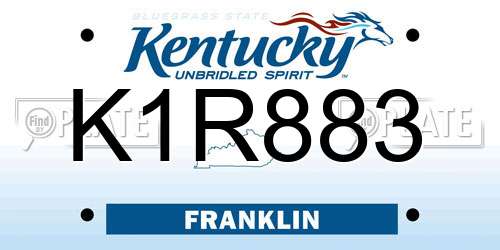 K1R883 Kentucky License Plate