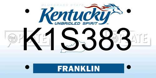 K1S383 Kentucky License Plate