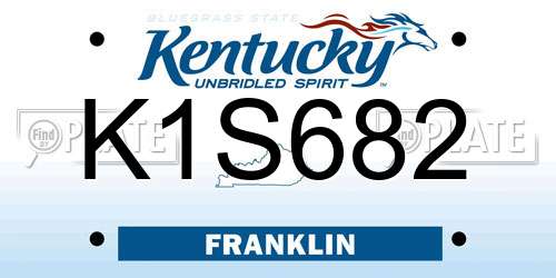 K1S682 Kentucky License Plate