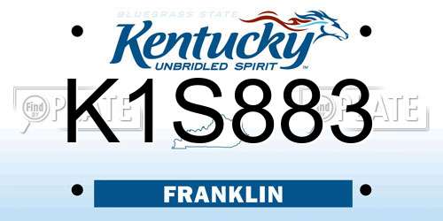 K1S883 Kentucky License Plate