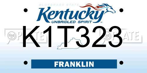 K1T323 Kentucky License Plate