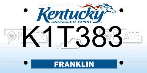 K1T383 Kentucky License Plate