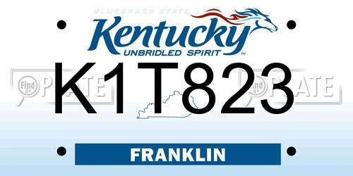 K1T823 Kentucky License Plate