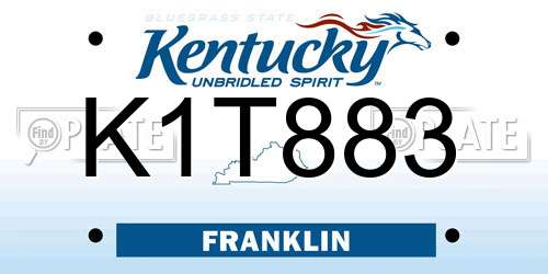 K1T883 Kentucky License Plate