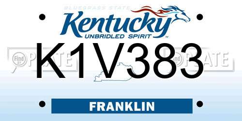 K1V383 Kentucky License Plate