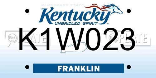 K1W023 Kentucky License Plate