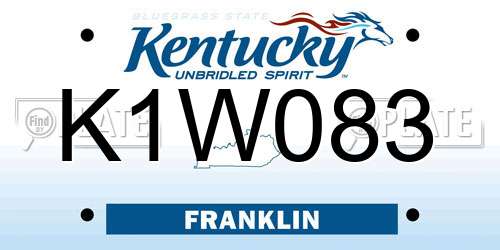 K1W083 Kentucky License Plate