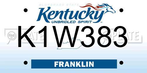 K1W383 Kentucky License Plate