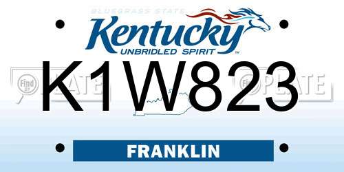 K1W823 Kentucky License Plate