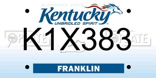 K1X383 Kentucky License Plate