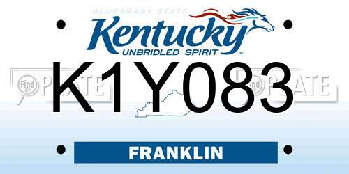 K1Y083 Kentucky License Plate