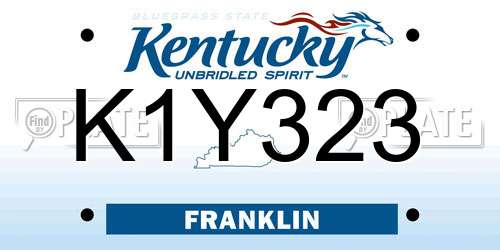 K1Y323 Kentucky License Plate