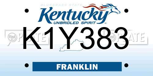 K1Y383 Kentucky License Plate