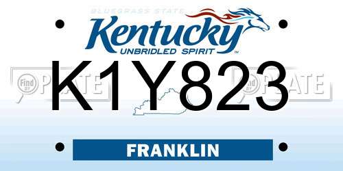 K1Y823 Kentucky License Plate