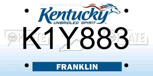 K1Y883 Kentucky License Plate