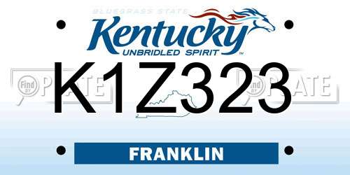 K1Z323 Kentucky License Plate