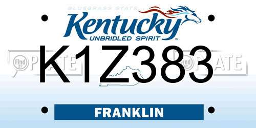 K1Z383 Kentucky License Plate