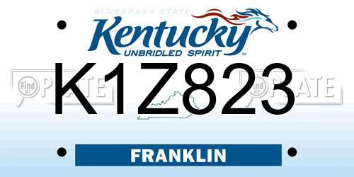 K1Z823 Kentucky License Plate