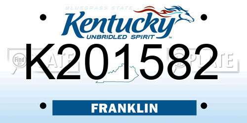 K201582 Kentucky License Plate