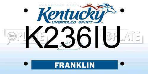 K236IU Kentucky License Plate