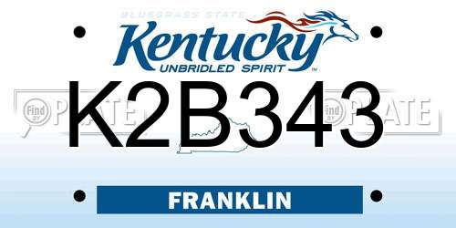 K2B343 Kentucky License Plate