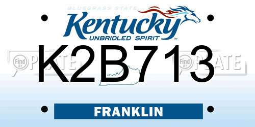 K2B713 Kentucky License Plate