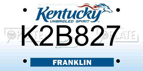 K2B827 Kentucky License Plate